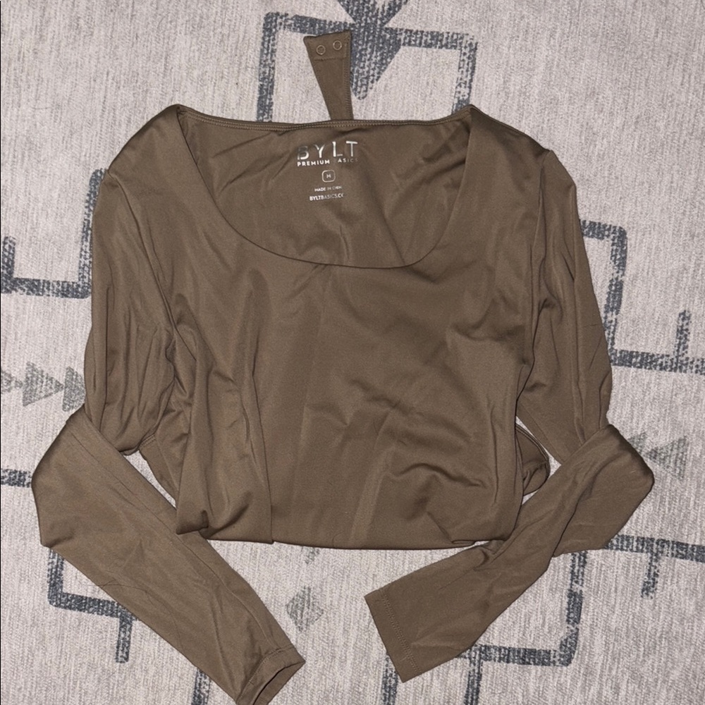 BYLT Basics Driftwood Fitted Long Sleeve Bodysuit